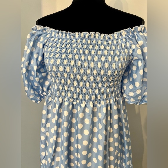 Polka  Dot, Light Blue Dress - Picture 6 of 11
